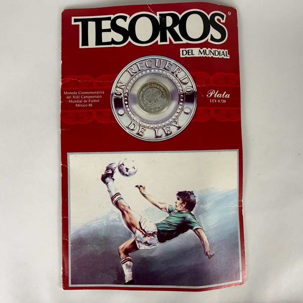 1985 Mexico 25 Pesos .720 Silver Coin 1986 World Cup Tesoros del Mundial